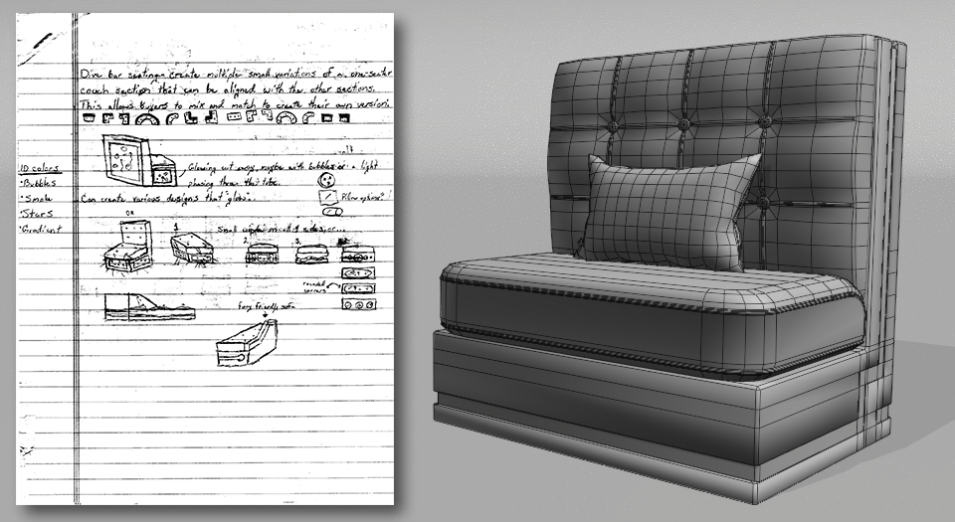 Club Sofa Sketch & Final